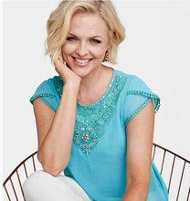 Jewel and Lace Short Sleeve Top and Camisole - LU256